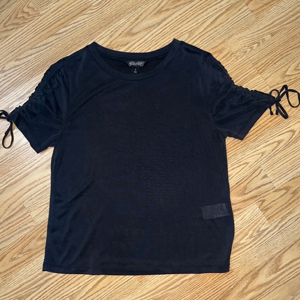 Banana Republic Sandwash Modal Ruched Sleeve Top, Size: S, Color: Black